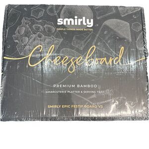 SMIRLY Bamboo Charcuterie Board Serving Tray 3 Side Platter Premium BNIB